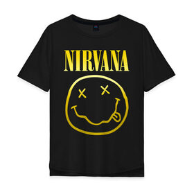 Мужская футболка хлопок Oversize с принтом NIRVANA (НА СПИНЕ) в Белгороде, 100% хлопок | свободный крой, круглый ворот, “спинка” длиннее передней части | nirvana | альтернативный рок | гранж | группа | курт кобейн | логотип нирвана | музыка | нирвана | песни | рок