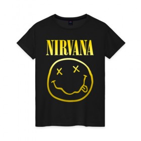 Женская футболка хлопок с принтом NIRVANA (НА СПИНЕ) в Белгороде, 100% хлопок | прямой крой, круглый вырез горловины, длина до линии бедер, слегка спущенное плечо | nirvana | альтернативный рок | гранж | группа | курт кобейн | логотип нирвана | музыка | нирвана | песни | рок