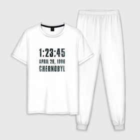 Мужская пижама хлопок с принтом Чернобыль 15 в Белгороде, 100% хлопок | брюки и футболка прямого кроя, без карманов, на брюках мягкая резинка на поясе и по низу штанин
 | Тематика изображения на принте: 2019 | chernobyl | hbo | pripyat | припять | сериал | чернобыль