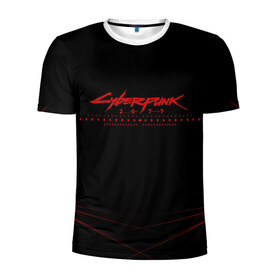 Мужская футболка 3D спортивная с принтом Cyberpunk 2077 (Samurai). в Белгороде, 100% полиэстер с улучшенными характеристиками | приталенный силуэт, круглая горловина, широкие плечи, сужается к линии бедра | Тематика изображения на принте: 3d | cyberpunk 2077 | samurai | геометрия | игра | киберпанк 2077 | лого | логотип | надпись | полосы | самурай | стиль | текстура