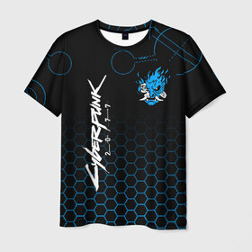Мужская футболка 3D с принтом CYBERPUNK 2077 в Белгороде, 100% полиэфир | прямой крой, круглый вырез горловины, длина до линии бедер | 2077 | cyberpunk 2020 | cyberpunk 2077 | cyberpunk 2077 samurai | cyberpunk city | кибер панк. | киберпанк | киберпанк 2077