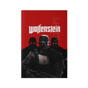 Обложка для паспорта матовая кожа с принтом Wolfenstein в Белгороде, натуральная матовая кожа | размер 19,3 х 13,7 см; прозрачные пластиковые крепления | Тематика изображения на принте: cyberpilot | new colossus | new order | old blood | wolfenstein | youngblood | игры