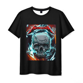 Мужская футболка 3D с принтом Metallica в Белгороде, 100% полиэфир | прямой крой, круглый вырез горловины, длина до линии бедер | Тематика изображения на принте: metallica | rock | арт | гитара | кости | металл | металлика | музыка | рок | череп