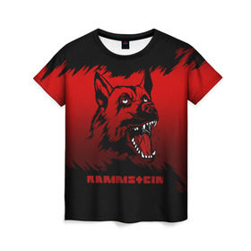 Женская футболка 3D с принтом Rammstein dog в Белгороде, 100% полиэфир ( синтетическое хлопкоподобное полотно) | прямой крой, круглый вырез горловины, длина до линии бедер | 2019 | dog | du hast | german | lindemann | rammstein | rammsteinfan | ramstein | till | группы | линдеманн | метал | музыка | овчарка | рамштаин | рамштайн | рамштейн | рок | собака | тилль | тиль