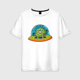 Женская футболка хлопок Oversize с принтом пришелец в Белгороде, 100% хлопок | свободный крой, круглый ворот, спущенный рукав, длина до линии бедер
 | nasa | ufo | звезды | инопланетянин | космос | наса | небо | нло | пришелец | чужой