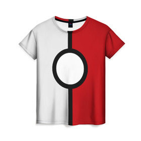 Женская футболка 3D с принтом Pokeball (Pokemon) в Белгороде, 100% полиэфир ( синтетическое хлопкоподобное полотно) | прямой крой, круглый вырез горловины, длина до линии бедер | anime | pokeball | pokemon | аниме. | белый | красный | покебол | покемон | чёрный
