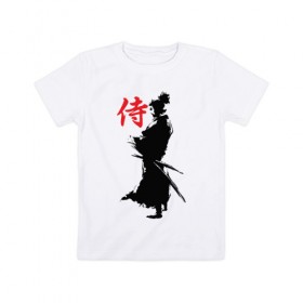 Детская футболка хлопок с принтом Самурай в Белгороде, 100% хлопок | круглый вырез горловины, полуприлегающий силуэт, длина до линии бедер | воин | восточные | дух | единоборства | иероглиф | катана | о.м.с.к. | самурай | самурайский | сегун | япония