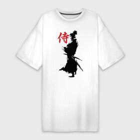 Платье-футболка хлопок с принтом Самурай в Белгороде,  |  | воин | восточные | дух | единоборства | иероглиф | катана | о.м.с.к. | самурай | самурайский | сегун | япония