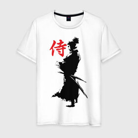 Мужская футболка хлопок с принтом Самурай в Белгороде, 100% хлопок | прямой крой, круглый вырез горловины, длина до линии бедер, слегка спущенное плечо. | воин | восточные | дух | единоборства | иероглиф | катана | о.м.с.к. | самурай | самурайский | сегун | япония