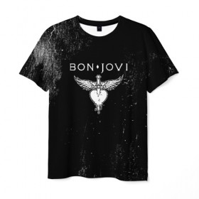 Мужская футболка 3D с принтом Bon Jovi в Белгороде, 100% полиэфир | прямой крой, круглый вырез горловины, длина до линии бедер | bon jovi | john | альбом | арена | бон | бон джови | глэм | группа | джови | джон | метал | музыка | надпись | песни | поп | попрок | рок | рокер | смайл | солист | софт | стена | хард | хеви | хевиметал