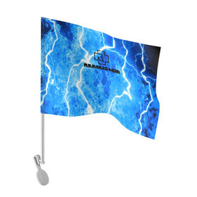 Флаг для автомобиля с принтом Rammstein в Белгороде, 100% полиэстер | Размер: 30*21 см | metallica | music | rammstein | rock | storm | металл | металлика | молнии | музыка | раммштайн | рок | рок группа | шторм