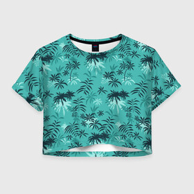 Женская футболка Crop-top 3D с принтом Tommy Vercetti в Белгороде, 100% полиэстер | круглая горловина, длина футболки до линии талии, рукава с отворотами | beatch | gta | miami beach | rockstar | tommi | tommy vercetti | vice city | вайс сити | гта | лето | майами | море | пальмы | папоротники | пляж | томми | томми версетти | тони