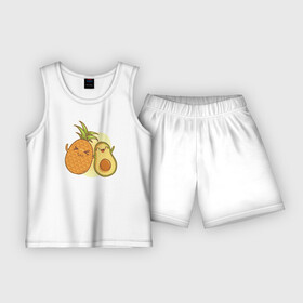 Детская пижама с шортами хлопок с принтом Ананас и Авокадо в Белгороде,  |  | Тематика изображения на принте: summer | еда | летние | лето | фрукты