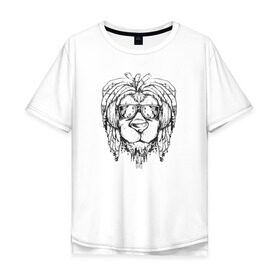 Мужская футболка хлопок Oversize с принтом Раста Лев в Белгороде, 100% хлопок | свободный крой, круглый ворот, “спинка” длиннее передней части | lion | rasta | лев | львы | раста | регги