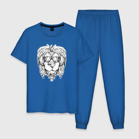 Мужская пижама хлопок с принтом Раста Лев в Белгороде, 100% хлопок | брюки и футболка прямого кроя, без карманов, на брюках мягкая резинка на поясе и по низу штанин
 | lion | rasta | лев | львы | раста | регги