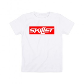Детская футболка хлопок с принтом SKILLET в Белгороде, 100% хлопок | круглый вырез горловины, полуприлегающий силуэт, длина до линии бедер | 