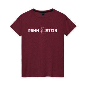Женская футболка хлопок с принтом RAMMSTEIN в Белгороде, 100% хлопок | прямой крой, круглый вырез горловины, длина до линии бедер, слегка спущенное плечо | music | rammstein | rock | группа | музыка | музыканты | рамштайн | рок