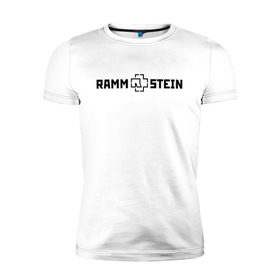 Мужская футболка премиум с принтом RAMMSTEIN (НА СПИНЕ) в Белгороде, 92% хлопок, 8% лайкра | приталенный силуэт, круглый вырез ворота, длина до линии бедра, короткий рукав | Тематика изображения на принте: music | rammstein | rock | группа | музыка | музыканты | рамштайн | рок