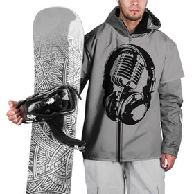 Накидка на куртку 3D с принтом Микрофон в Белгороде, 100% полиэстер |  | black | gray | headphones | microphone | music | music lover | sound | звук | меломан | микрофон | музыка | наушники | серый | черный