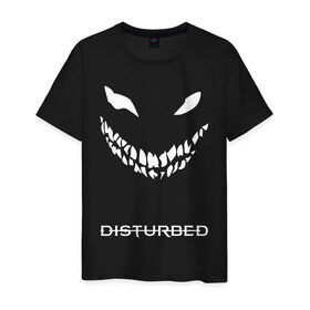 Мужская футболка хлопок с принтом DISTURBED FACE в Белгороде, 100% хлопок | прямой крой, круглый вырез горловины, длина до линии бедер, слегка спущенное плечо. | disturbed | music | rock | группа | музыка | музыканты | рок