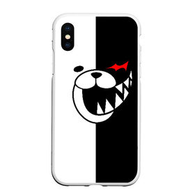 Чехол для iPhone XS Max матовый с принтом MONOKUMA в Белгороде, Силикон | Область печати: задняя сторона чехла, без боковых панелей | anime | bear | black  white | danganronpa | kurokuma | monodam | monokuma | monomi | monotaro | pink | rabbit | school | shirokuma | аниме | главарь | мoноми | монокума | черно белый | школа