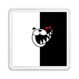 Магнит 55*55 с принтом MONOKUMA в Белгороде, Пластик | Размер: 65*65 мм; Размер печати: 55*55 мм | anime | bear | black  white | danganronpa | kurokuma | monodam | monokuma | monomi | monotaro | pink | rabbit | school | shirokuma | аниме | главарь | мoноми | монокума | черно белый | школа