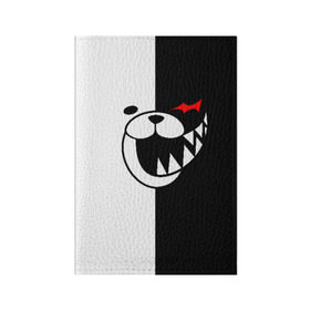 Обложка для паспорта матовая кожа с принтом MONOKUMA в Белгороде, натуральная матовая кожа | размер 19,3 х 13,7 см; прозрачные пластиковые крепления | anime | bear | black  white | danganronpa | kurokuma | monodam | monokuma | monomi | monotaro | pink | rabbit | school | shirokuma | аниме | главарь | мoноми | монокума | черно белый | школа