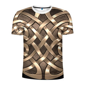 Мужская футболка 3D спортивная с принтом Кельтские узоры в Белгороде, 100% полиэстер с улучшенными характеристиками | приталенный силуэт, круглая горловина, широкие плечи, сужается к линии бедра | 3d | арт | кельтские узоры | медь | черный