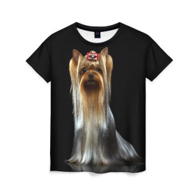 Женская футболка 3D с принтом Йоркширский терьер в Белгороде, 100% полиэфир ( синтетическое хлопкоподобное полотно) | прямой крой, круглый вырез горловины, длина до линии бедер | animal | barrette | breed | cute | dog | funny | muzzle | small | terrier | yorkshire | животное | забавный | заколка | йоркширский | маленький | милый | порода | смешной | собака | терьер