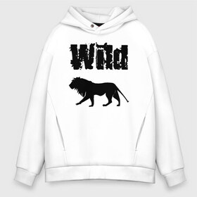 Мужское худи Oversize хлопок с принтом wild lion в Белгороде, френч-терри — 70% хлопок, 30% полиэстер. Мягкий теплый начес внутри —100% хлопок | боковые карманы, эластичные манжеты и нижняя кромка, капюшон на магнитной кнопке | Тематика изображения на принте: wild lion | дикий лев