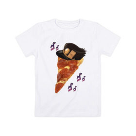 Детская футболка хлопок с принтом JoJo Pizza в Белгороде, 100% хлопок | круглый вырез горловины, полуприлегающий силуэт, длина до линии бедер | jojo | jojo bizarre adventure | jojo reference | аниме | джотаро | дио | жожа | ониму | тян