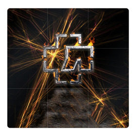 Магнитный плакат 3Х3 с принтом Rammstein в Белгороде, Полимерный материал с магнитным слоем | 9 деталей размером 9*9 см | 3d | rammstein | германия | красный | логотип | рок | черный