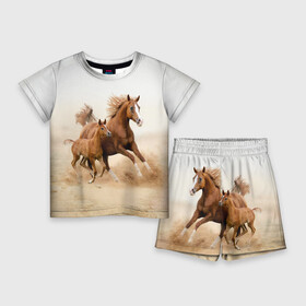 Детский костюм с шортами 3D с принтом Лошадь с жеребенком в Белгороде,  |  | animal | baby | beautiful | brown | desert | foal | horse | mustang | nature | wild | дикий | жеребенок | животное | конь | коричневый | красивый | лошадь | малыш | мустанг | природа | пустыня | скакун