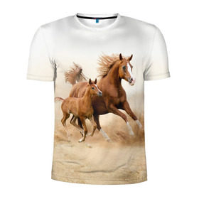 Мужская футболка 3D спортивная с принтом Лошадь с жеребенком в Белгороде, 100% полиэстер с улучшенными характеристиками | приталенный силуэт, круглая горловина, широкие плечи, сужается к линии бедра | animal | baby | beautiful | brown | desert | foal | horse | mustang | nature | wild | дикий | жеребенок | животное | конь | коричневый | красивый | лошадь | малыш | мустанг | природа | пустыня | скакун