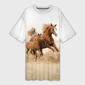 Платье-футболка 3D с принтом Лошадь с жеребенком в Белгороде,  |  | animal | baby | beautiful | brown | desert | foal | horse | mustang | nature | wild | дикий | жеребенок | животное | конь | коричневый | красивый | лошадь | малыш | мустанг | природа | пустыня | скакун