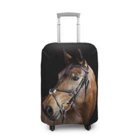 Чехол для чемодана 3D с принтом Гнедая лошадь в Белгороде, 86% полиэфир, 14% спандекс | двустороннее нанесение принта, прорези для ручек и колес | animal | beautiful | black | brown | eyes | gloss | harness | horse | look | muzzle | взгляд | глаза | гнедая | гнедой | животное | конь | коричневый | красивый | лоск | лошадь | сбруя | скакун | черный