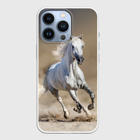 Чехол для iPhone 13 Pro с принтом Белый конь в Белгороде,  |  | animal | beautiful | desert | gloss | horse | mane | mustang | muzzle | nature | sand | white | wild | белый | грива | дикий | животное | конь | красивый | лоск | лошадь | мустанг | песок | природа | пустыня | скакун