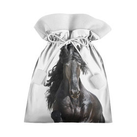 Подарочный 3D мешок с принтом Лошадь в Белгороде, 100% полиэстер | Размер: 29*39 см | animal | beautiful | black | horse | mane | mustang | muzzle | wild | грива | дикий | животное | конь | красивый | лошадь | мустанг | скакун | черный