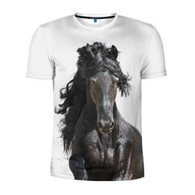 Мужская футболка 3D спортивная с принтом Лошадь в Белгороде, 100% полиэстер с улучшенными характеристиками | приталенный силуэт, круглая горловина, широкие плечи, сужается к линии бедра | animal | beautiful | black | horse | mane | mustang | muzzle | wild | грива | дикий | животное | конь | красивый | лошадь | мустанг | скакун | черный