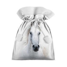 Подарочный 3D мешок с принтом Белая лошадь в Белгороде, 100% полиэстер | Размер: 29*39 см | animal | beautiful | gloss | horse | mane | mustang | muzzle | white | wild | белый | грива | дикий | животное | конь | красивый | лоск | лошадь | мустанг | скакун