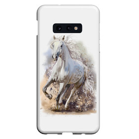 Чехол для Samsung S10E с принтом Белая лошадь в Белгороде, Силикон | Область печати: задняя сторона чехла, без боковых панелей | animal | beautiful | drawing | horse | mane | muzzle | nature | white | wild | белый | грива | дикий | животное | конь | красивый | лошадь | природа | рисунок | скакун