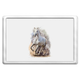 Магнит 45*70 с принтом Белая лошадь в Белгороде, Пластик | Размер: 78*52 мм; Размер печати: 70*45 | animal | beautiful | drawing | horse | mane | muzzle | nature | white | wild | белый | грива | дикий | животное | конь | красивый | лошадь | природа | рисунок | скакун