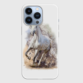 Чехол для iPhone 13 Pro с принтом Белая лошадь в Белгороде,  |  | animal | beautiful | drawing | horse | mane | muzzle | nature | white | wild | белый | грива | дикий | животное | конь | красивый | лошадь | природа | рисунок | скакун