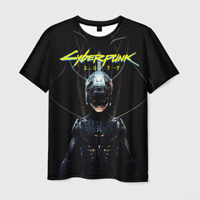Мужская футболка 3D с принтом Cyberpunk 2077 в Белгороде, 100% полиэфир | прямой крой, круглый вырез горловины, длина до линии бедер | cyberpunk | cyberpunk 2077 | samurai | игры | киану ривз | киберпанк | самурай