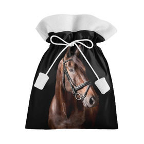Подарочный 3D мешок с принтом Гнедая лошадь в Белгороде, 100% полиэстер | Размер: 29*39 см | animal | beautiful | black | brown | eyes | gloss | harness | horse | look | muzzle | взгляд | глаза | гнедая | животное | конь | коричневый | красивый | лоск | лошадь | сбруя | скакун | черный