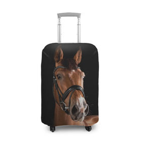 Чехол для чемодана 3D с принтом Гнедая лошадь в Белгороде, 86% полиэфир, 14% спандекс | двустороннее нанесение принта, прорези для ручек и колес | animal | beautiful | black | brown | eyes | gloss | harness | horse | look | muzzle | взгляд | глаза | гнедая | животное | конь | коричневый | красивый | лоск | лошадь | сбруя | скакун | черный