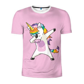 Мужская футболка 3D спортивная с принтом Единорог в Белгороде, 100% полиэстер с улучшенными характеристиками | приталенный силуэт, круглая горловина, широкие плечи, сужается к линии бедра | animal | cool | cute | fabulous | horn | horse | magical | pink | rainbow | unicorn | волшебный | единорог | животное | лошадь | милый | прикольный | радуга | рог | розовый | сказочный