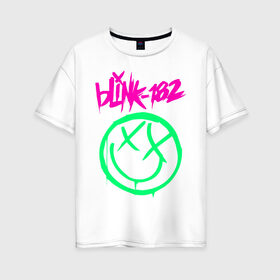 Женская футболка хлопок Oversize с принтом BLINK-182 в Белгороде, 100% хлопок | свободный крой, круглый ворот, спущенный рукав, длина до линии бедер
 | blink | music | rock | блинк | группа | музыка | музыканты | рок