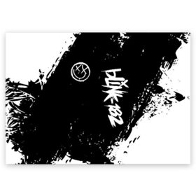 Поздравительная открытка с принтом BLINK-182 в Белгороде, 100% бумага | плотность бумаги 280 г/м2, матовая, на обратной стороне линовка и место для марки
 | Тематика изображения на принте: blink | music | rock | блинк | группа | музыка | музыканты | рок