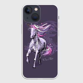 Чехол для iPhone 13 mini с принтом Dream Big в Белгороде,  |  | animal | drawing | dream | fairytale | horn | magic | mane | purple | slogan | text | unicorn | волшебство | грива | единорог | животное | магия | мечта | рисунок | рог | сказочный | слоган | текст | фиолетовый